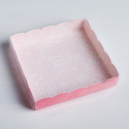 Cookie box, confectionery packaging with PVC lid, Sweet Moment, 15 x 15 x 3 cm-1