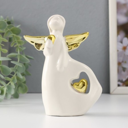 Souvenir Ceramics "Baby Angel with Heart" White with gold 10.5x4.2x14 cm