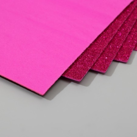 A set of glitter foamiran (5 sheets) 2 mm 20x30 cm, fuchsia-2
