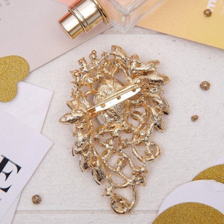 Brooch "Empress" Lavra, the color of champagne in gold-2