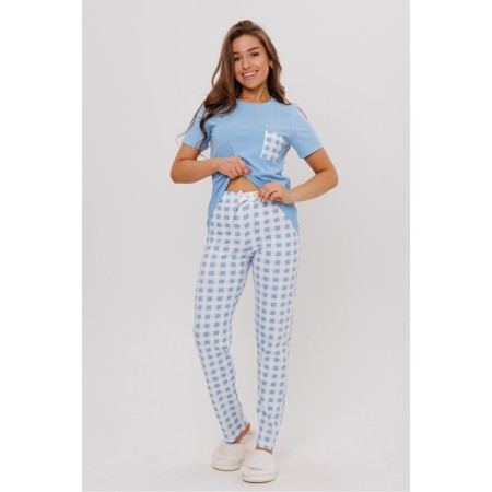 Female homemade set (sweatshirt and trousers), blue color, size 46-1