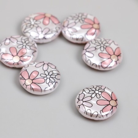 Busina for creativity plastic "Pearl Flat Circle with daisies" 0.5x1.6x1.6 cm