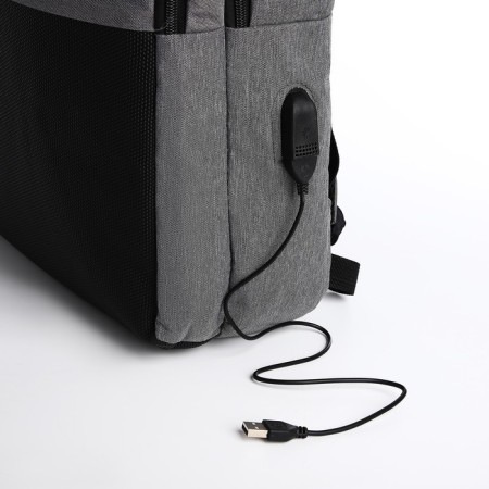 Male backpack on lightning, 3 external pockets, a USB connector, a suitcase mount, color gray color-5