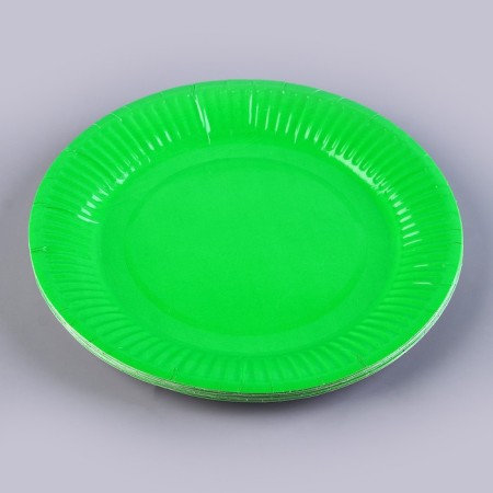 Plate disposable paper plain, green color 18 cm, set 10 pieces-3
