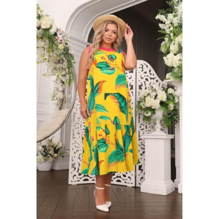 Sarafan female, size 54, yellow color-2