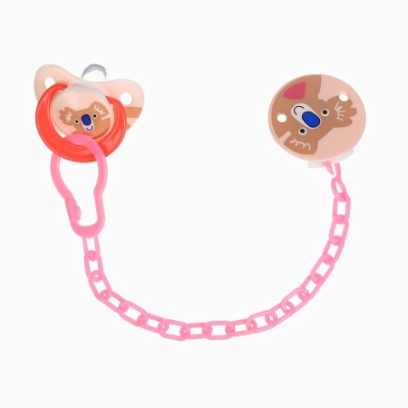 Set: nipple - a dummy with the holder of Koala, classic, +6 months, coral color-1