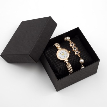 Women's gift set "Eyenn" 2 in 1: wrist quartz clock, bracelet, d-2.5 cm