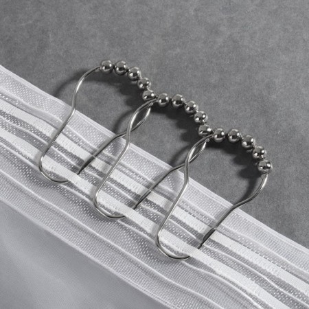 Hook for curtains with balls, 7.5 × 4 cm, 10 pcs, silver color-1