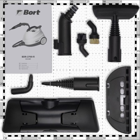 Steam cleaner Bort BDR-2700-R, 2200 watts, 45 g/min, 1.5 l, heating 360 seconds, white-2