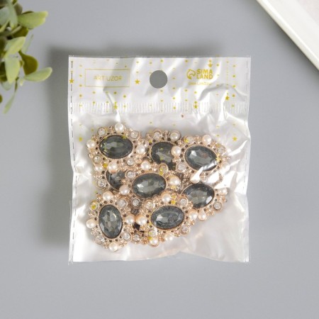 Decor for creativity plastic "Obval rhinestones in the frame" Gold with rhinestones 2.7x2.3x0.6 cm-3