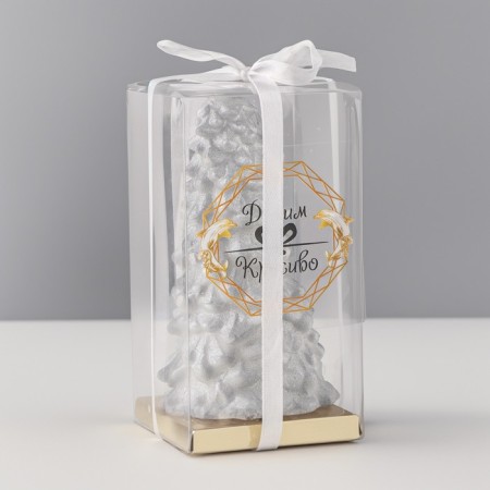 New Year's candle "Christmas tree" 10x5cm, silver-2