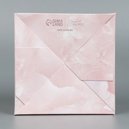 Gift box for flowers with PVC lid, packaging, "marble", 12 x 12 x 12 cm-4