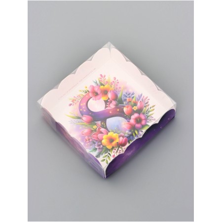 Cookie box, confectionery packaging, "March 8", 9 x 9 x 3 cm-1