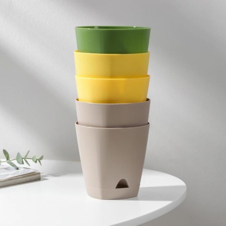 A set of pots for flowers with basic watering amsterdam, 650 ml, 5 pcs, color mix-5