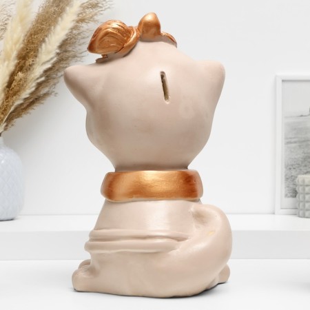 The piggy bank "Cat Big" ivory, 30x20x16cm-2