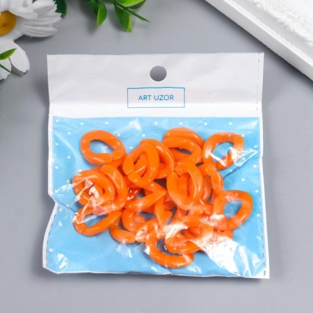 Decor for creativity plastic "Ring for the chain" Orange set 25 pcs 2.3x1.65 cm-3