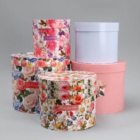 Set of hats 5 in 1, gift packaging, “flowers”, 13 x 14 - 19.5 x 22 cm-1