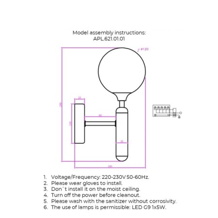 Wall lamp (sconces) Ewelina G9 5W-5