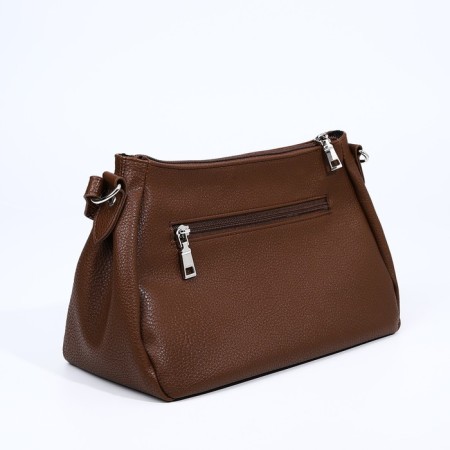 Bag Cross-Bodi Medvedkovo with a zipper, external pocket, brown color-1