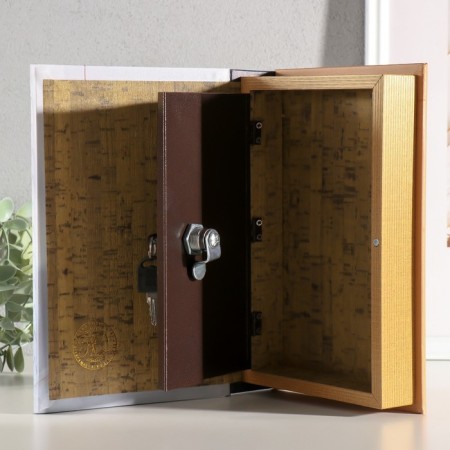 Safe-book wood, leatherette, mirror "Interior Design" 24x16x5 cm-2