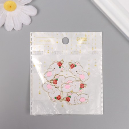Decor for creativity Metal, enamel "Bear with Flower" 2.8x1.5 cm-3