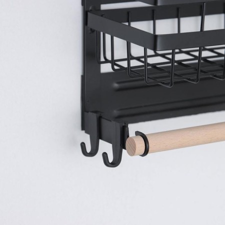 Holder for kitchen supplies for magnet, with a shelf, 30 × 11.5 × 16 cm, black color-2