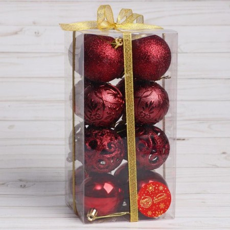 Set of balls plastic D-6 cm, 16 pcs "celebration" red-1