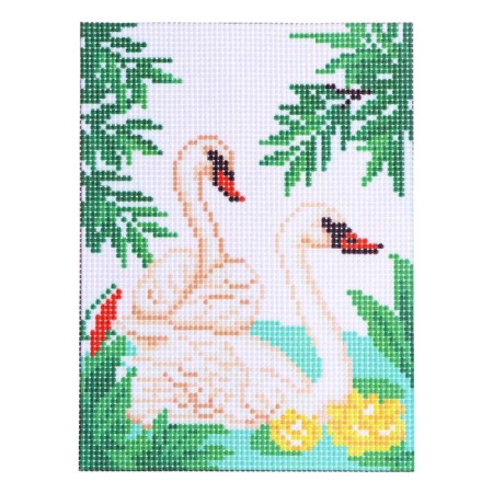 Set for creativity. Canvas for embroidery with a cross "Swans", 20 x 15 cm-1