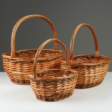 Set of wicker baskets, 39x30x16/36 cm, 32x24x14/32 cm, 27x19x12/27 cm, 3 pcs, willow