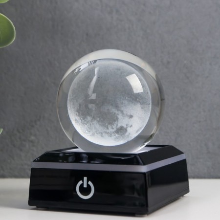 Souvenir glass backlight "Earth" d = 6 cm LED stand from 3AAA, USB wire 9x7x7 cm-4