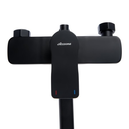 Accoona A71207F bath mixer, single -leaf, pour 300 mm, shower set, black-2