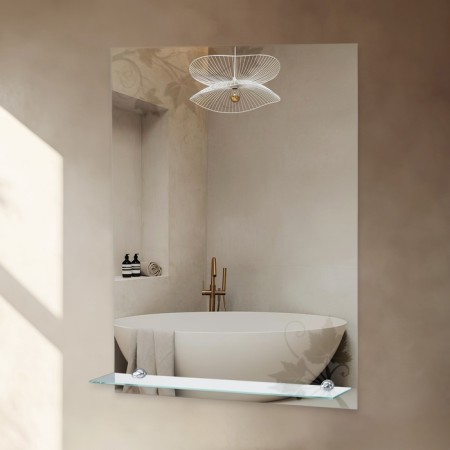 Mirror, wall -mounted, with sandblasting graphics, with a shelf, 70*52 cm
