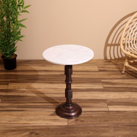 Coffee table 41x41x56 cm, aluminum/marble