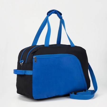 Sports bag with zipper, without lining, 2 outer pockets, black color/Vasilent