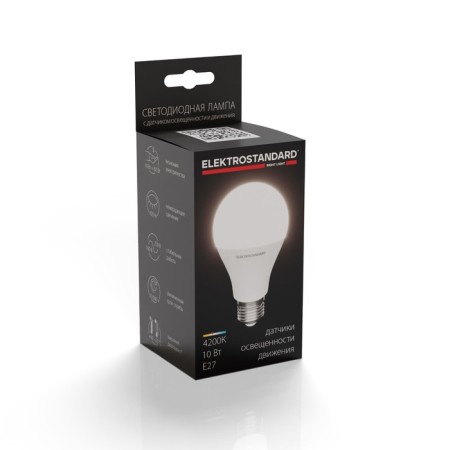 Classic LED D LED lamp, with a light sensor and movement Elektrostandard, 60x60x110 mm, 10W, E27, 850LM, 4200K-1