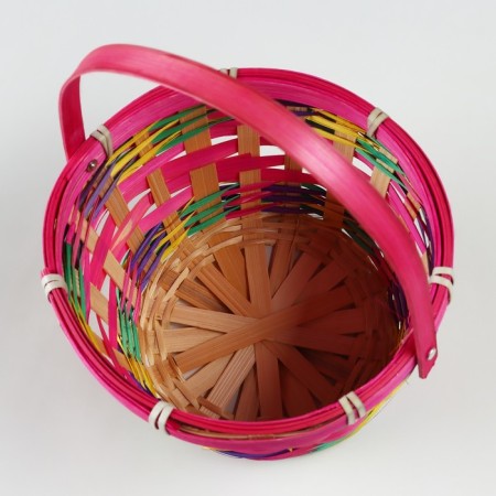 Wicker basket, d18 x 11 x 24 cm, pink, bamboo-3