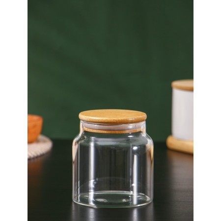 Glass Bank for bulk products with bamboo lid Bellatenero "Eco", 550 ml, 10 × 10.5 cm-4