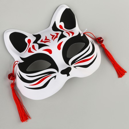 Kitsune carnival mask, black and red color-5