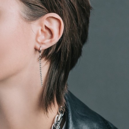 Piercing in the ear "Chain", l = 5 cm, silver color-1