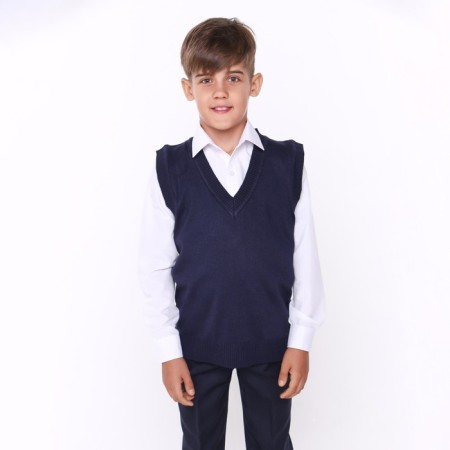 School vest for a boy, blue color, height 152-158 cm