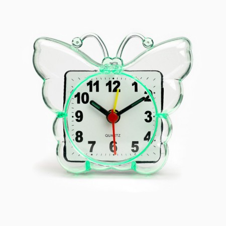 Clock - a boiler room "butterfly", discrete move, dial 5.5 cm, 9 x 8 cm, green-1