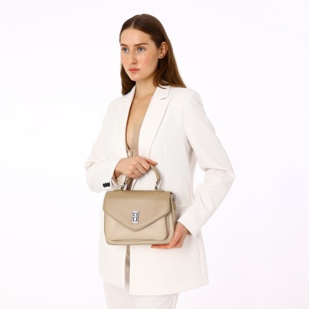 Women's bag on the Textura valve, small size, milk color-1