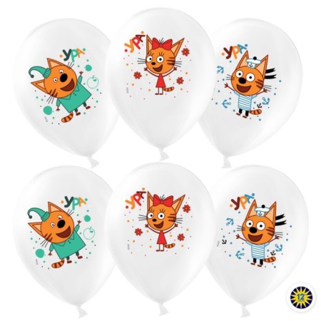 Shar Latex 12 "Three cats", pastel, 1-way, set 25 pcs., Mix