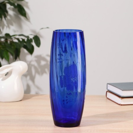 Vase "Barrel" Reef. h = 26cm.d = 8cm from blue glass (manual painting) Fig. No. 19 (Bel.)-1