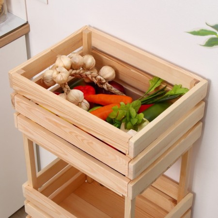 Box for vegetables, 100 × 40 × 30 cm, wooden, three -level, Greengo-5