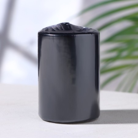 Candle - paraffin cylinder, black metallic, 4 × 6 cm-1