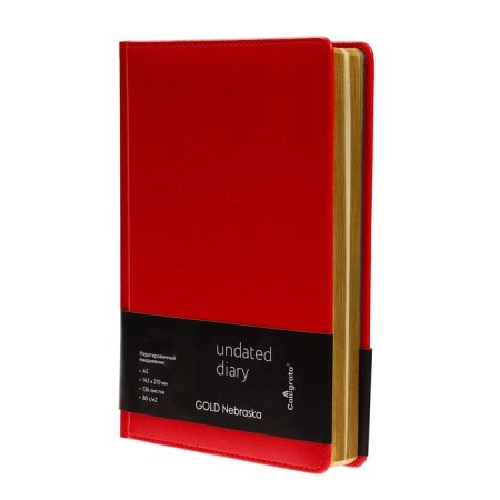 Deliciper of Leduced A5, 136 sheets in the ruler, leatherette "Nebraska", gold cut, red-1