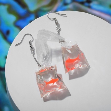Earrings Assorted "Fish" in a package, Orange color-1