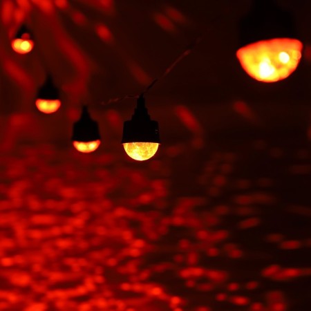 Garland “thread” 5.4 m with nozzles “disco-shara”, IP65, dark thread, 10 LED, glow red/warm white, 220 V-1
