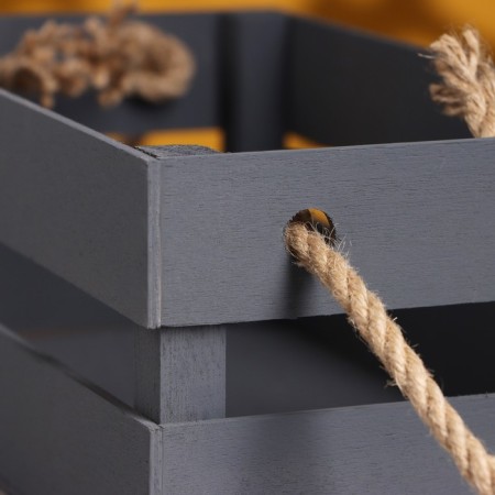 Wooden Kashpo 24.5 × 13.5 × 9 cm "Toroska Light" rheck, handle rope, Gray give beautifully-3